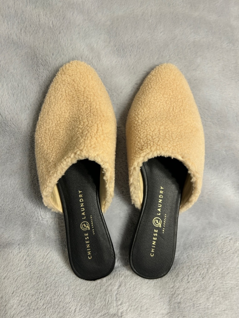 Chinese Laundry Cream Faux-Sherpa Mule Slides - Picture 2 of 6